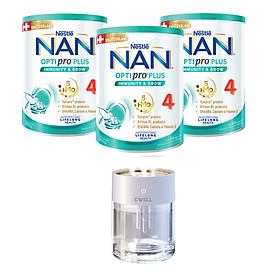 Bộ 3 Lon sữa bột Nestlé NAN OPTIPRO PLUS 4 850g lon với 5HMO Giúp tiêu hóa