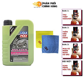 Dầu nhớt tổng hợp chuyên dụng cho xe tay ga Molygen Liqui Moly 1L 10W40 21719  - Tặng kèm 1 khăn lau chuyên dụng 3M màu ngẫu nhiên