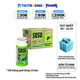[09.10 - 23.10 QT đơn từ 299K] Thùng 48 Chai x 80ml Sữa Chua Uống Vinamilk Susu Hương Táo Nho