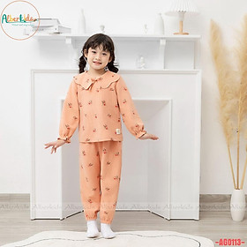 Bộ đồ bé gái ALBER KIDS dài tay cổ cánh sen xinh đẹp cho trẻ em 2,3,4,5,6,7,8,9,10,11,12 tuổi AG0113