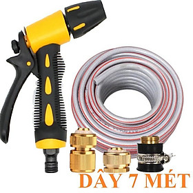  Bộ dây vòi xịt nước rửa xe, tưới cây đa năng, tăng áp 3 lần, loại 7m, 10m 206319 đầu đồng, cút đồng