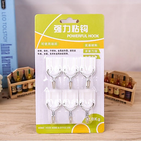 Móc Dán Tường Vỉ 6 Móc Màu Trắng Treo Tường Treo Quần Áo Tiện Ích H011 - Egreen Dùng 1 Lần