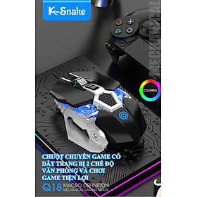 Mua Chuột chuyên game có dây K-Snake Q18 có 2 chế độ chơi game ghìm tâm và làm việc văn phòng kèm theo đèn led cực đẹp - HÀNG CHÍNH HÃNG
