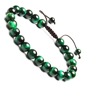 Vòng tay phong thủy đá mắt hổ xanh lục thiên nhiên