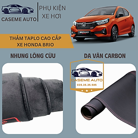 Thảm Taplo 3 Lớp Dành Cho Xe HONDA BRIO, Nhung Lông Cừu Và Da Vân Carbon Cao Cấp - Hàng Chính Hãng
