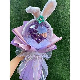 Mua Bó hoa bóng tai thỏ stella trong suốt có kèm đèn led 3 chế độ sáng