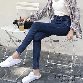 Quần Jeans Xanh Trơn Đậm Rách Gối Size ĐẠI - Lưng Cao