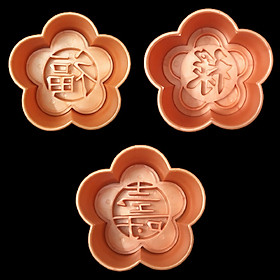 Bộ 3 khuôn ép xôi hoa mai 5 cánh Phúc Lộc Thọ