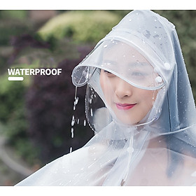 Áo mưa trong có kính che mưa loại rất dày cao cấp cho chị em mưa vẫn thời trang nổi bật