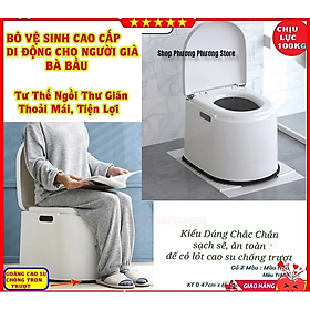 Bồn cầu di động bằng nhựa cho người già/người ốm/phụ nữ sau sinh có viền cao su chống trơn trượt