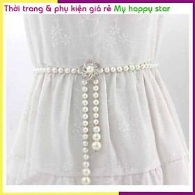 Thắt lưng nữ chuỗi ngọc mặt hoa đính đá TTL57