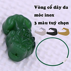 Mặt dây chuyền tỳ hưu đá xanh 3.1 cm ( size nhỏ ) kèm vòng cổ dây da xanh lá + móc inox vàng, mặt Tỳ hưu