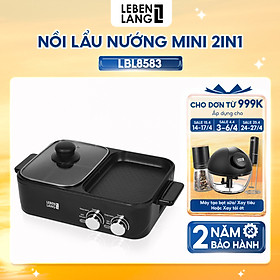 Mua Nồi lẩu điện 2 ngăn mini Lebenlang LBL8583  bếp lẩu nướng 2in1 công suất 1300W  1200ml nhanh gọn tiện lợi - hàng chính hãng
