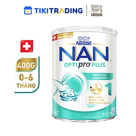 Sữa bột Nestlé NAN OPTIPRO PLUS 1 400G/lon với 5HMO Sản Xuất tại Thụy Sĩ (0 - 6 tháng)