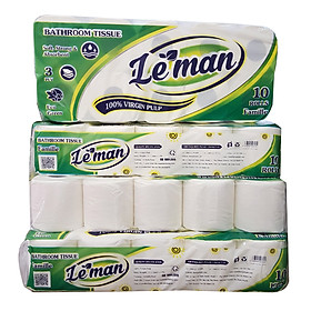 Combo (4 lốc) giấy vệ sinh cao cấp Leman xanh lá (40 cuộn)