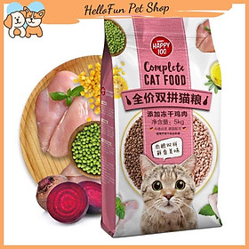 Thức ăn hạt cho mèo Happy 100 mix thịt gà và cá hồi thơm ngon, giàu dinh dưỡng