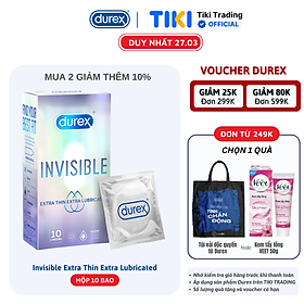 Bao cao su Durex Invisible Extra Thin Extra Lubricated 1 Hộp 10 Bao