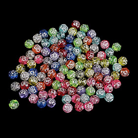 100 Pieces Assorted 8mm Acrylic Rose Flower Mixed Clear Silver Line Spacer Beads for Kids DIY Jewelry Making and Handmade Crafts Accessories