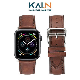 Dây Da Dành Cho Apple Watch Ultra / Apple Watch Series 1-8/SE/SE 2022 Kai.N_Classic Italia Leather - Hàng Chính Hãng - Nâu - 38/40/41 mm