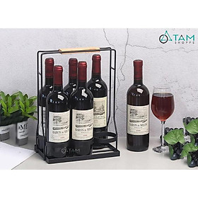 Khay xách ly xách chai lọ 6 lỗ bằng sắt S-KHXR-01