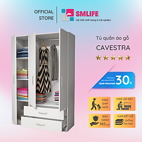 Tủ quần áo gỗ hiện đại SMLIFE Cavestra | Gỗ MDF dày 17mm chống ẩm | D120xR47xC180cm