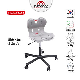 [Ghế Roichen WOW Minh Ngọc] Ghế chỉnh dáng ngồi đúng có chân xoay Roichen - WOW Hàn Quốc. Ghế xám chân đen