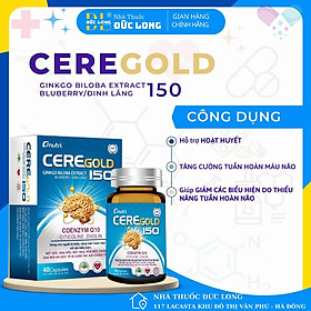 Hình ảnh Ceregold 150 Dung cho người bị thiểu năng tuần hoàn máu não - Hộp 40 viên- Đức Long