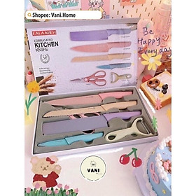 Mua Bộ dao kéo Everich 6 món cao cấp kháng khuẩn màu Pastel - Bộ dao nhà bếp lúa mạch nhiều màu bắt mắt