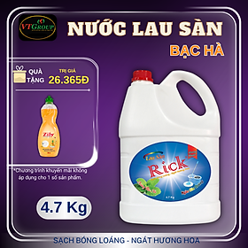 Nước lau sàn Rick 4.7kg - Tặng 1 Chai Nước Rửa Chén Zily 400 gr