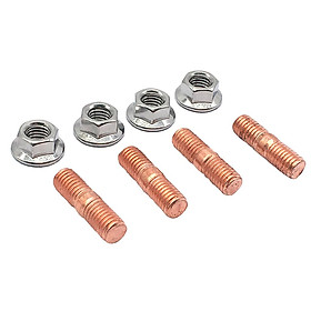 Car Racing M10 x 1.50 Threaded Turbo Studs Kit Flange Nuts For T3 T4 T6(Copper Studs and Sliver Nuts)