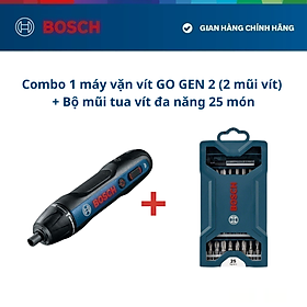 Combo Máy vặn vít dùng pin Bosch GO GEN 2 (2 mũi vít) + Bộ mũi tua vít đa năng Bosch 25 món (xanh dương)