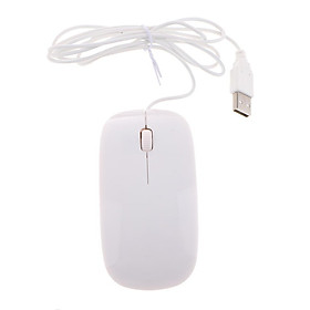 Thin Slim USB Optical Wired Mouse for PC Laptop Windows -White