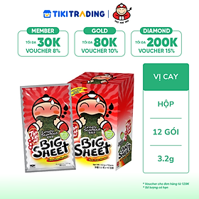Hộp 12 Gói Rong biển TaoKaeNoi BIG SHEET Vị Cay