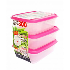 Set 3 hộp nhựa đựng thực phẩm Fitin Pack 300ml nội địa Nhật Bản