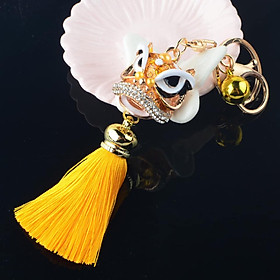 Móc khóa hongkong đầu con lân màu vàng có tua rua