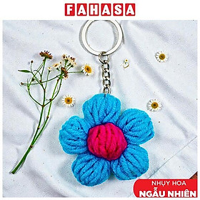 Móc Khoá Len Hoa Đậu - Màu Xanh Đậm (Nhụy Hoa Màu Ngẫu Nhiên)