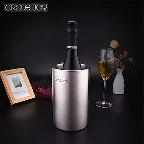 Uareliffe Circle Joy Ice Storage Box No Ice Cube Round Stainless Steel Double Ice Bucket Efficient Insulation Portable Mini Ice Bucket Long-lasting Icy Organizer For Wine Home Kitchen Use