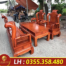 bộ bàn ghế tần thủy hoàng gỗ hương đá nam phi dài 2m4