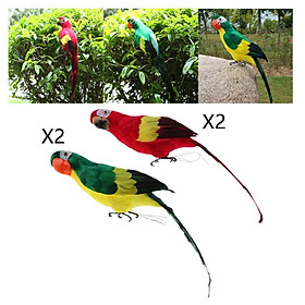 4X Colorful Bird Feather Realistic Home Garden Decor Ornament Parrot Bird