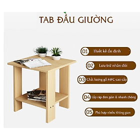Mua Bàn trà gỗ kệ đầu giường đa năng 2 tầng phòng khách màu Vân gỗ G455TabBanTra