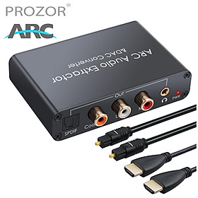 Bộ chuyển đổi âm thanh DAC PROZOR Kênh trả lại âm thanh tương thích với HDMI Bộ chuyển đổi âm thanh kỹ thuật số sang quang học từ đồng trục sang analog 3,5 mm