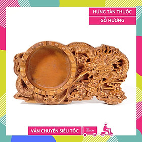 Mua Gạt tàn thuốc lá gỗ hương HÌNH RỒNG điêu khắc nguyên khối sang trọng oai nghiêm - 22x12x3cm