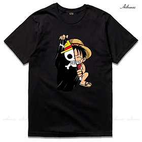Hình ảnh Áo thun One Piece màu đen in hình Luffy đẹp giá rẻ