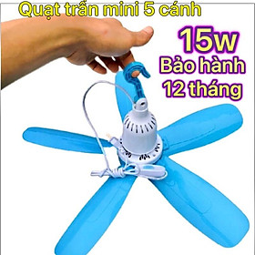 Quạt trần mini quạt treo màn cực mát tiết kiệm điện màu xanh