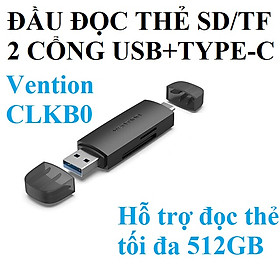 Mua Đầu đọc thẻ SD / TF chuẩn USB3.0 hai cổng C +U Vention CLKB0 _ Hàng chính hãng