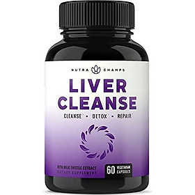 Liver Cleanse Detox & Repair Formula - 25+ Herbs: Milk Thistle Extract with Silymarin, Artichoke, Dandelion, Chicory Root Powder & More! - Premium Liver Support Pills Supplement - 60 Capsules