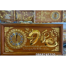 Tranh đồng hồ khắc chữ Đức bằng gỗ gõ kt 41×81×3cm 