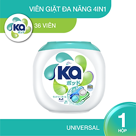 Hộp Viên Giặt Xả Đa Năng 4 Trong 1 KA Universal 36 Viên Hộp