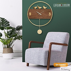 Mua Đồng hồ treo tường quả lắc phong cách cổ điển  đơn giản  mặt đồng hồ gỗ & khung kim loại trang trí nhà đẹp & quà tân gia