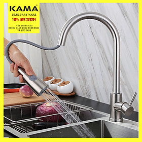 Mua Vòi rửa chén bát dây rút cao cấp inox 304 KAMA VNL23L - Vòi nóng lạnh inox 304 dùng cho mọi bồn rửa chén bát nhà bếp  dây rút tiện dụng  2 chế độ nước - Hàng chính hãng